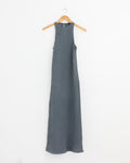 The Crinkle Slip Midi Bias Dress in Dark Grey