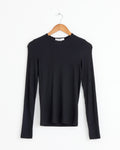 Circular Ribbed Pullover in Black