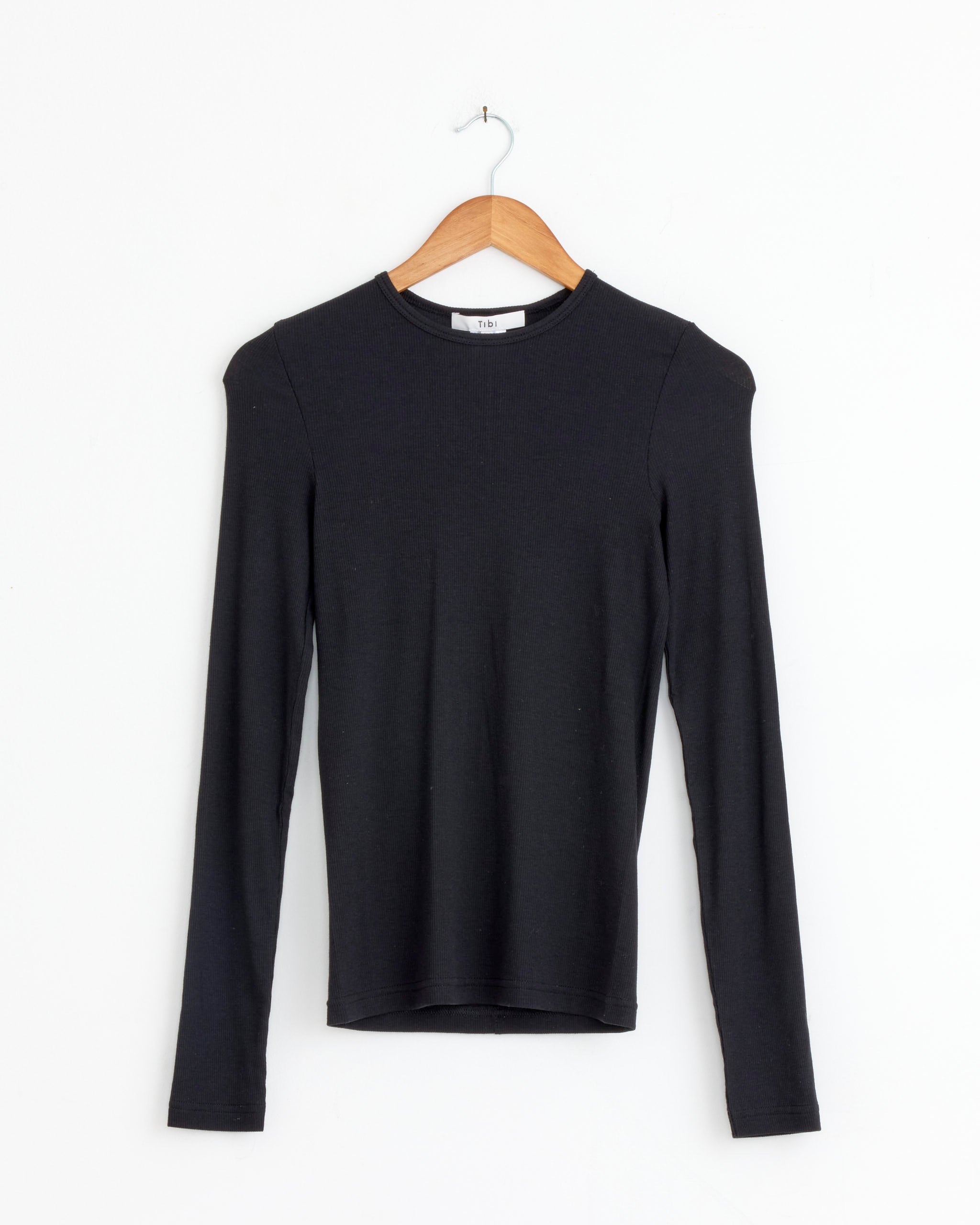 Circular Ribbed Pullover in Black