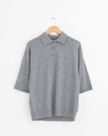 Washable Cashmere Oversized Easy Polo in Heather Grey
