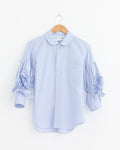 Ruffled Sleeve Shirt in Blue