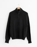 Zip Up Polo in Black