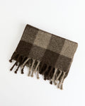Felted Blanket Scarf Broad Check in Sheep's Black