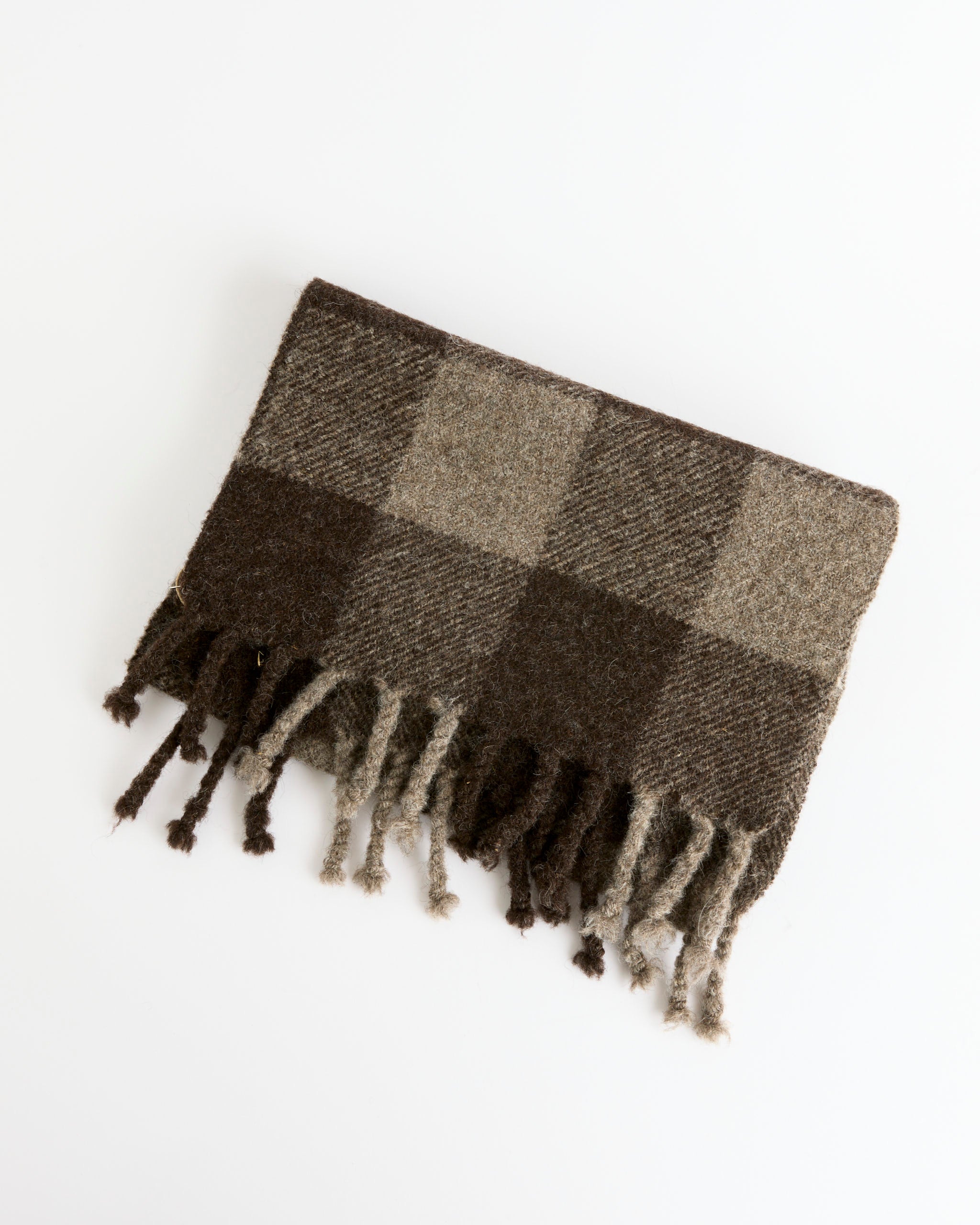 Felted Blanket Scarf Broad Check in Sheep's Black