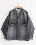 Trucker Jacket in Black Denim Bleached