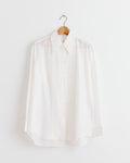 Silk Voile Easy Pintucked Shirt in Ivory