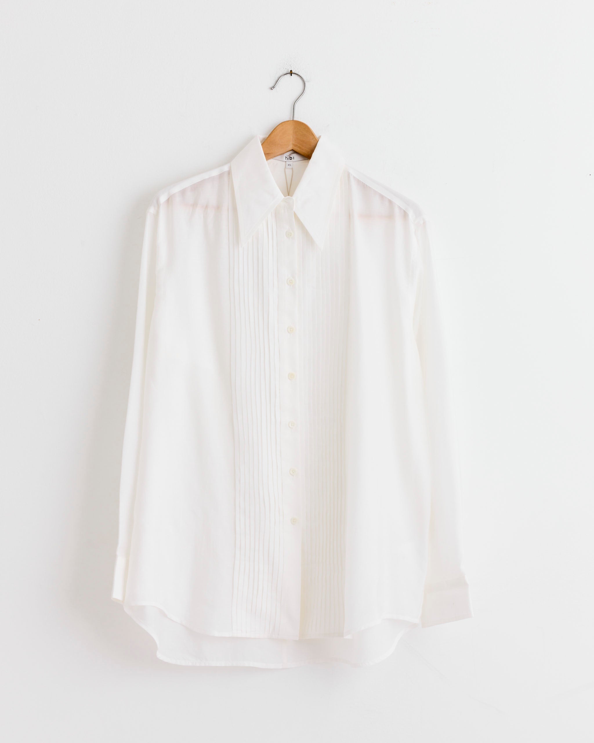 Silk Voile Easy Pintucked Shirt in Ivory