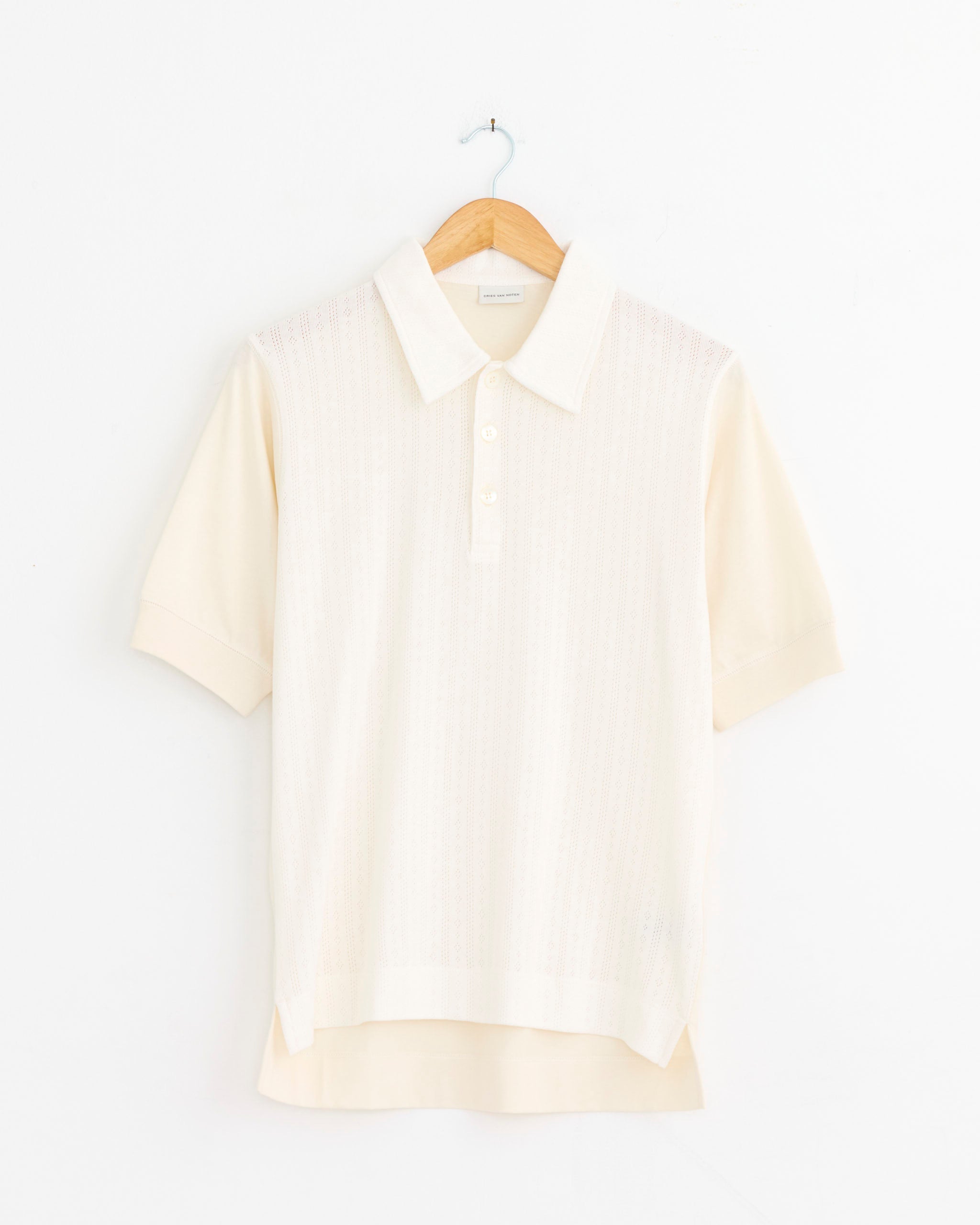 Pointelle Polo in Off White