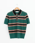 Stripe Polo in Pine