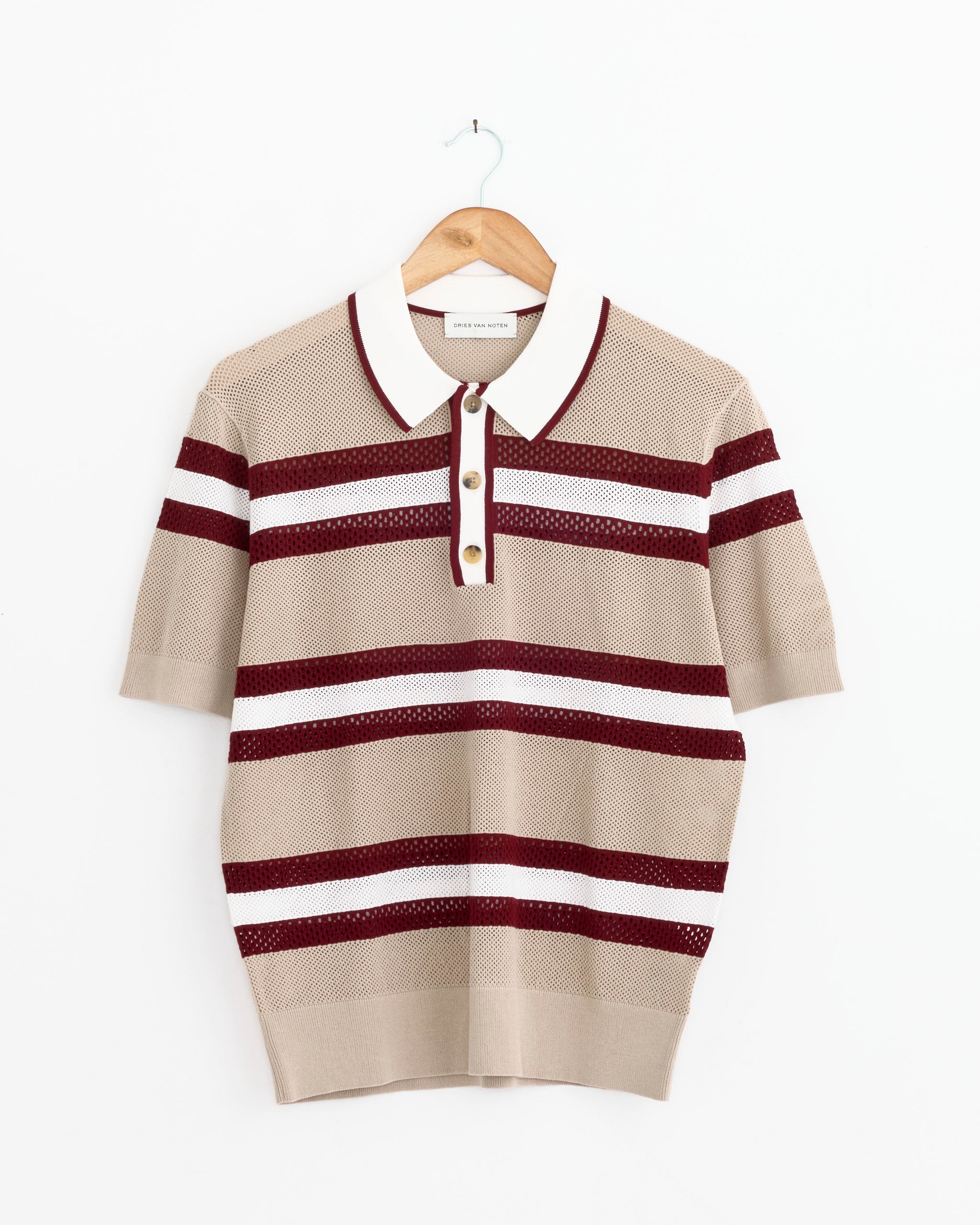 Stripe Polo in Beige