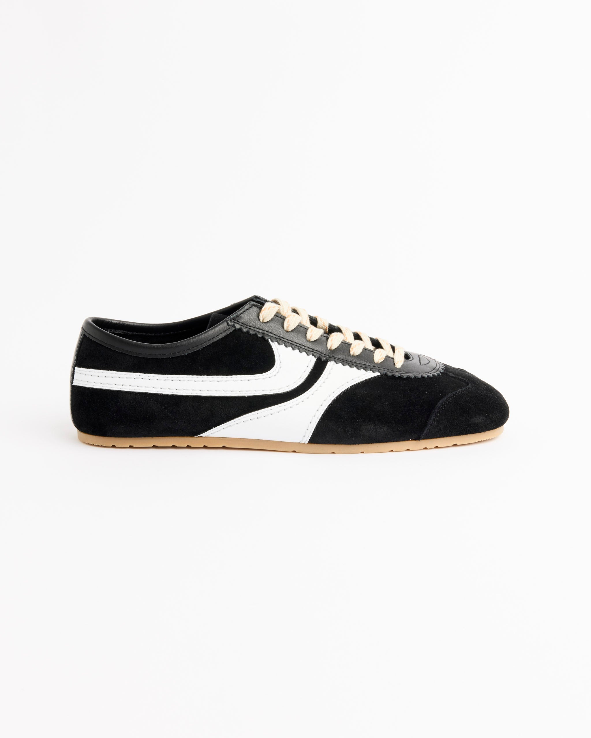 Suede Sneaker in Black/White