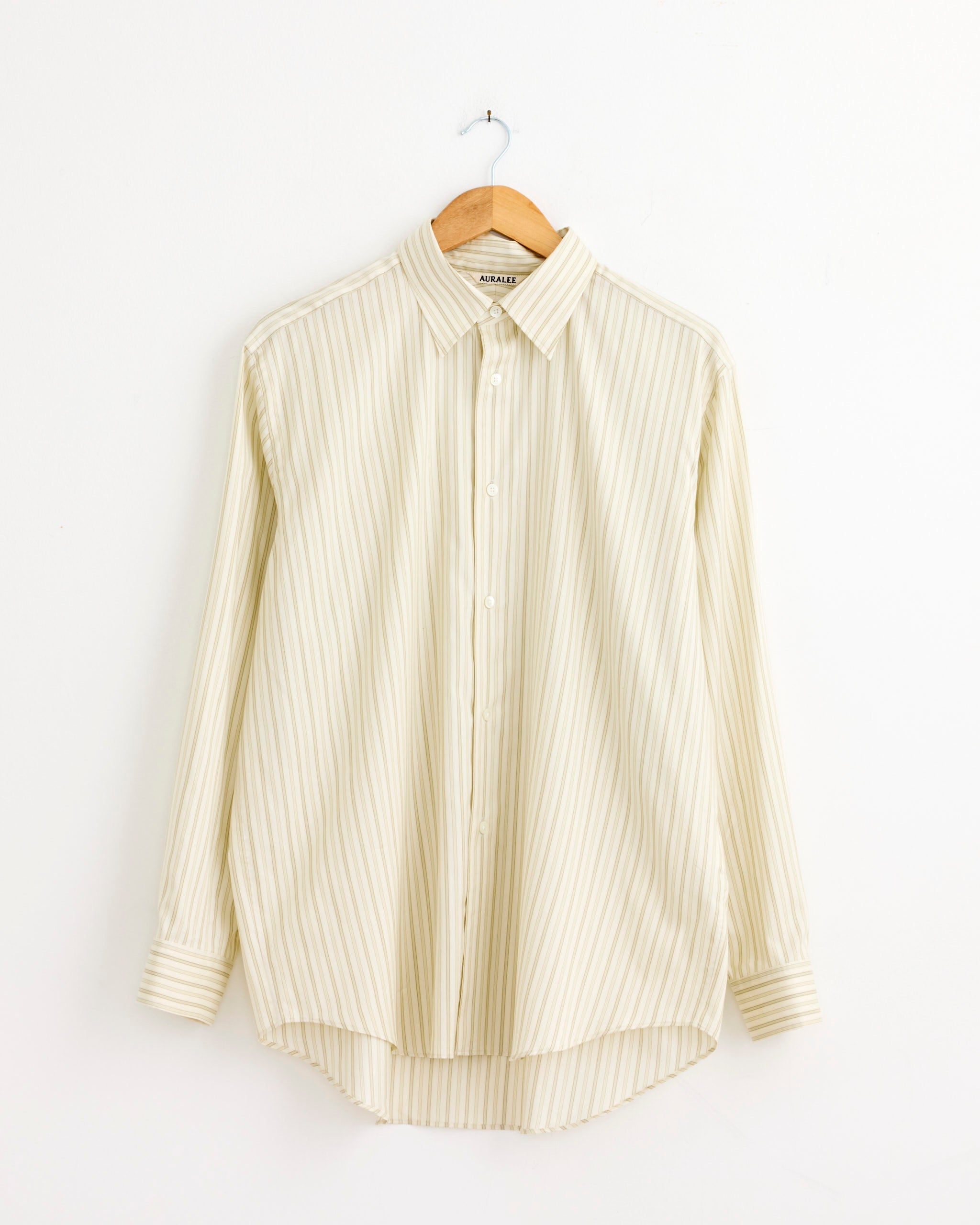 Cotton Silk Stripe Shirt in Ivory