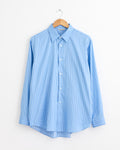 Cotton Silk Stripe Shirt in Sax Blue