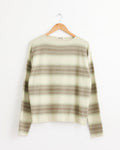 Cotton Silk Gradient Stripe Pullover in Lime Grey