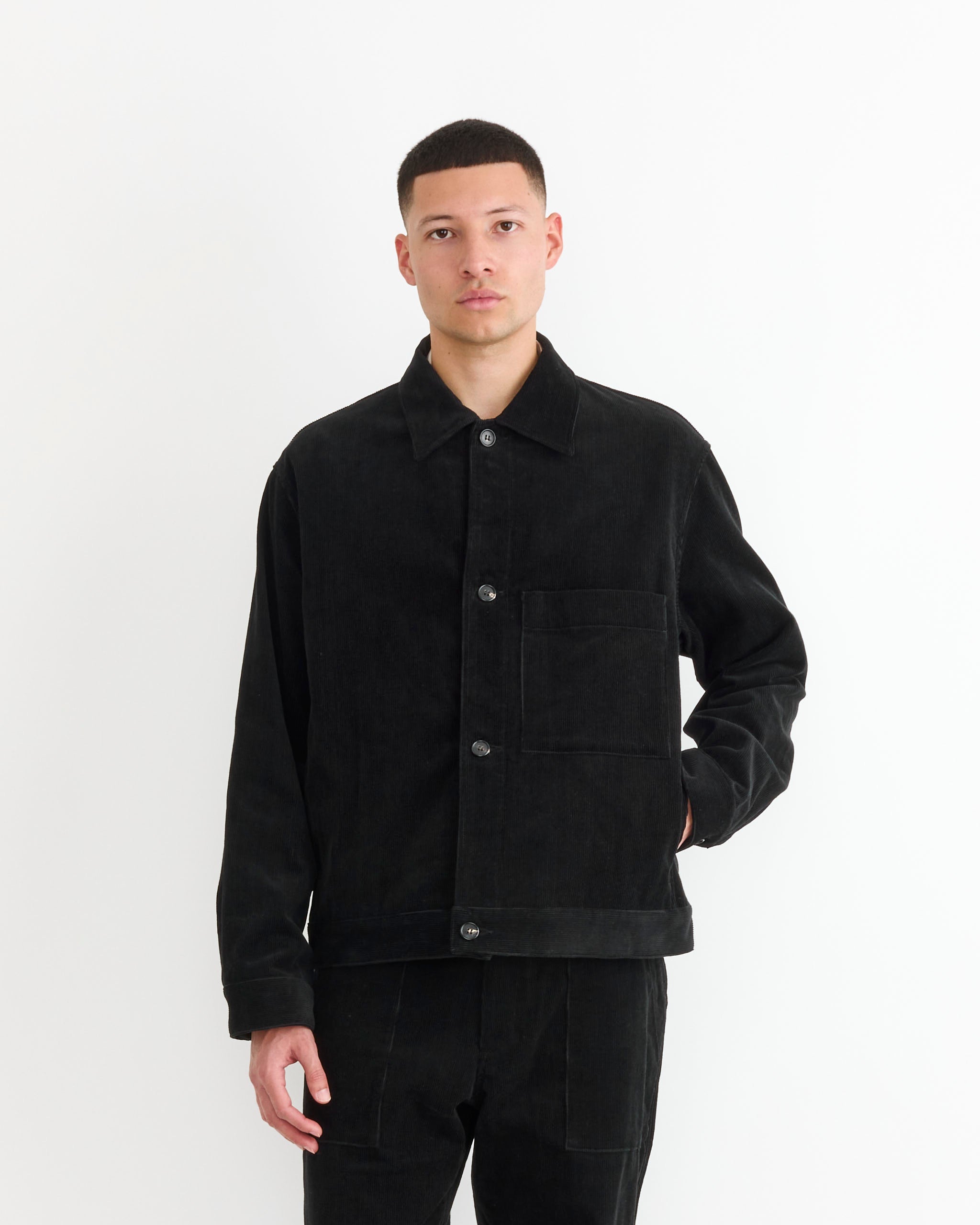 Lang Jacket in Washed Corduroy Black