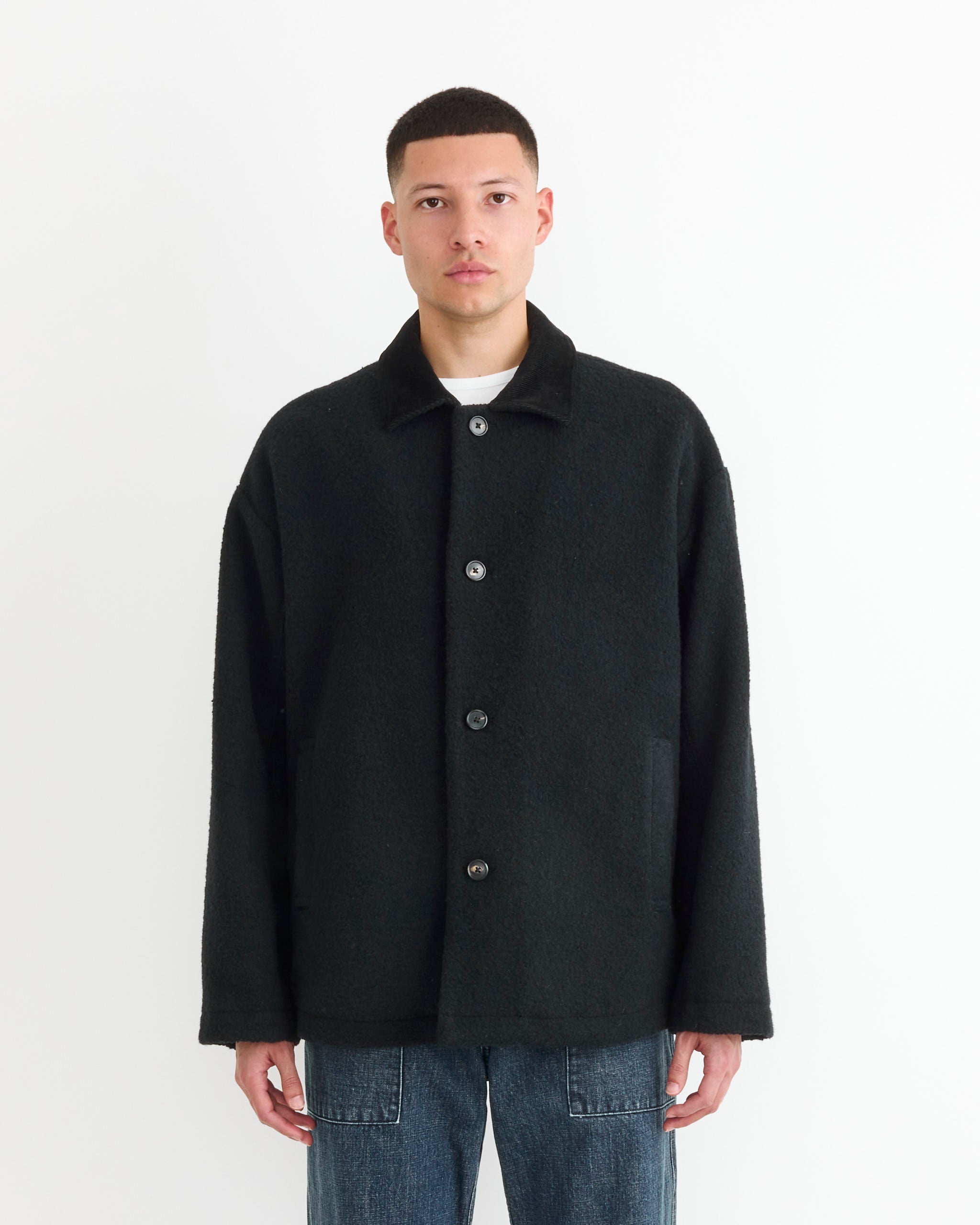 Jaco Coat in Boiled Wool Black