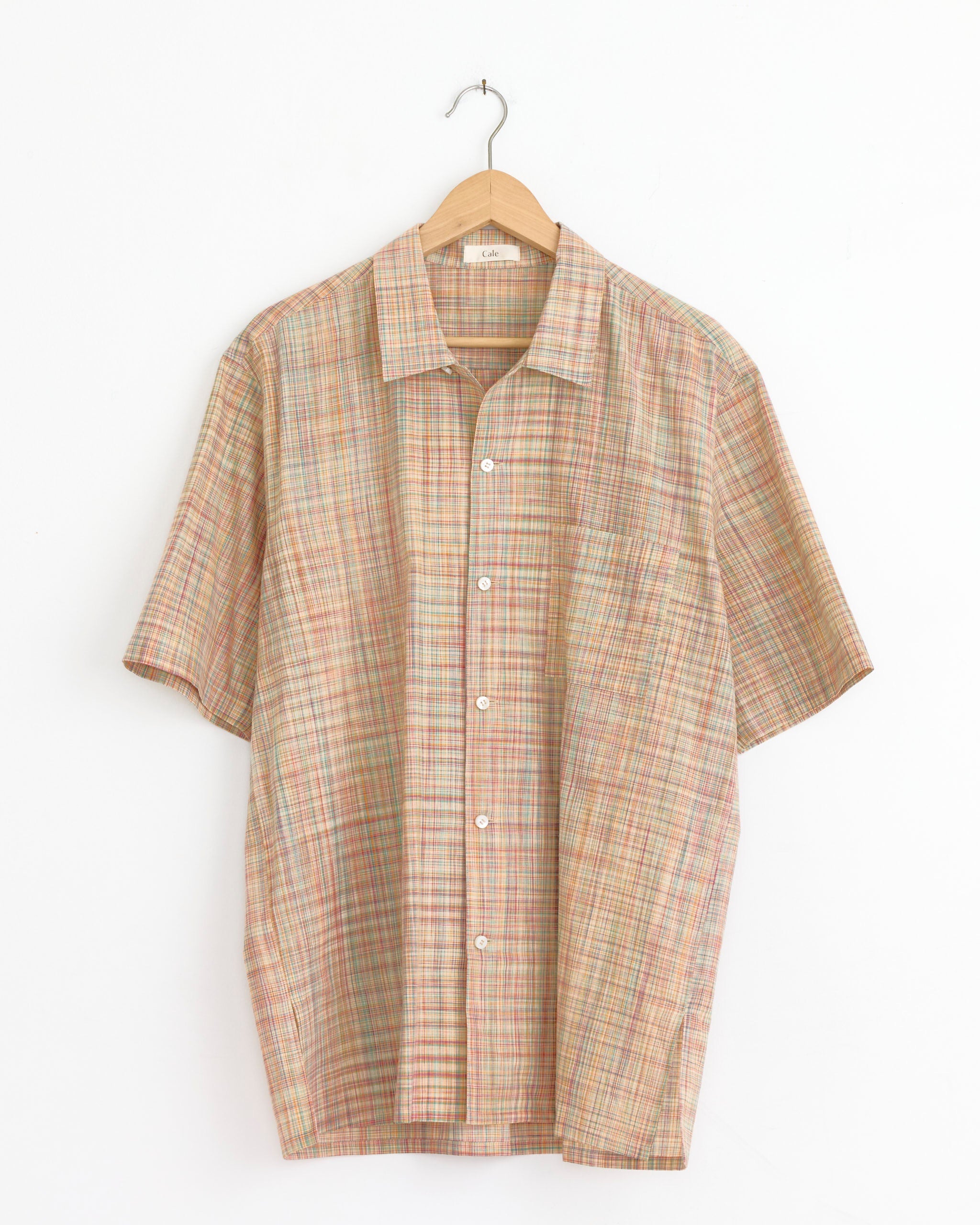 Cotton Ikat Check Shirt in Orange