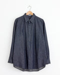 Cotton Linen Ramie Denim Shirt in Navy