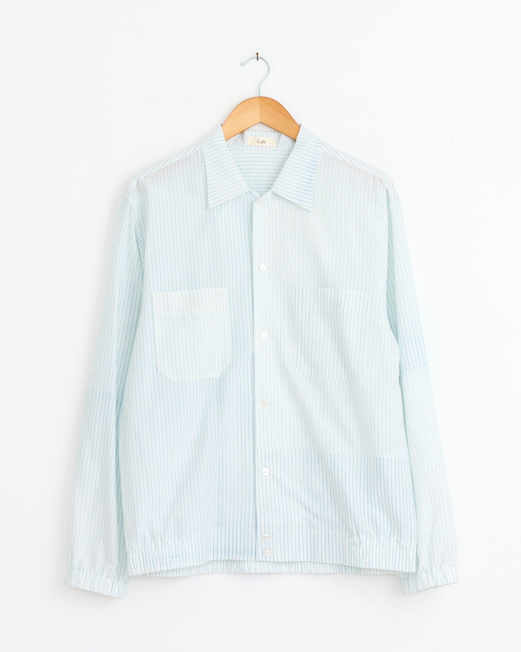 Lime Indigo Print Shirt in Pencil Stripes