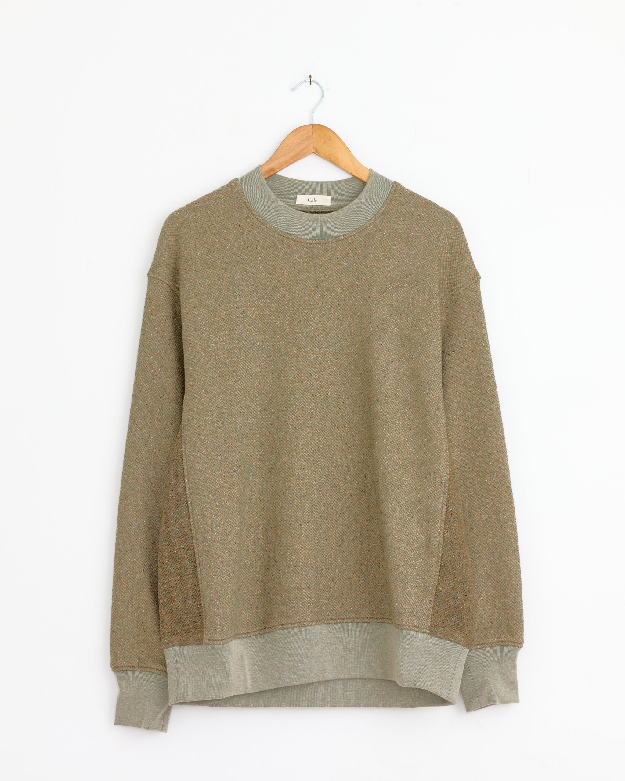 Silk Cotton Jacquard Sweater in Beige
