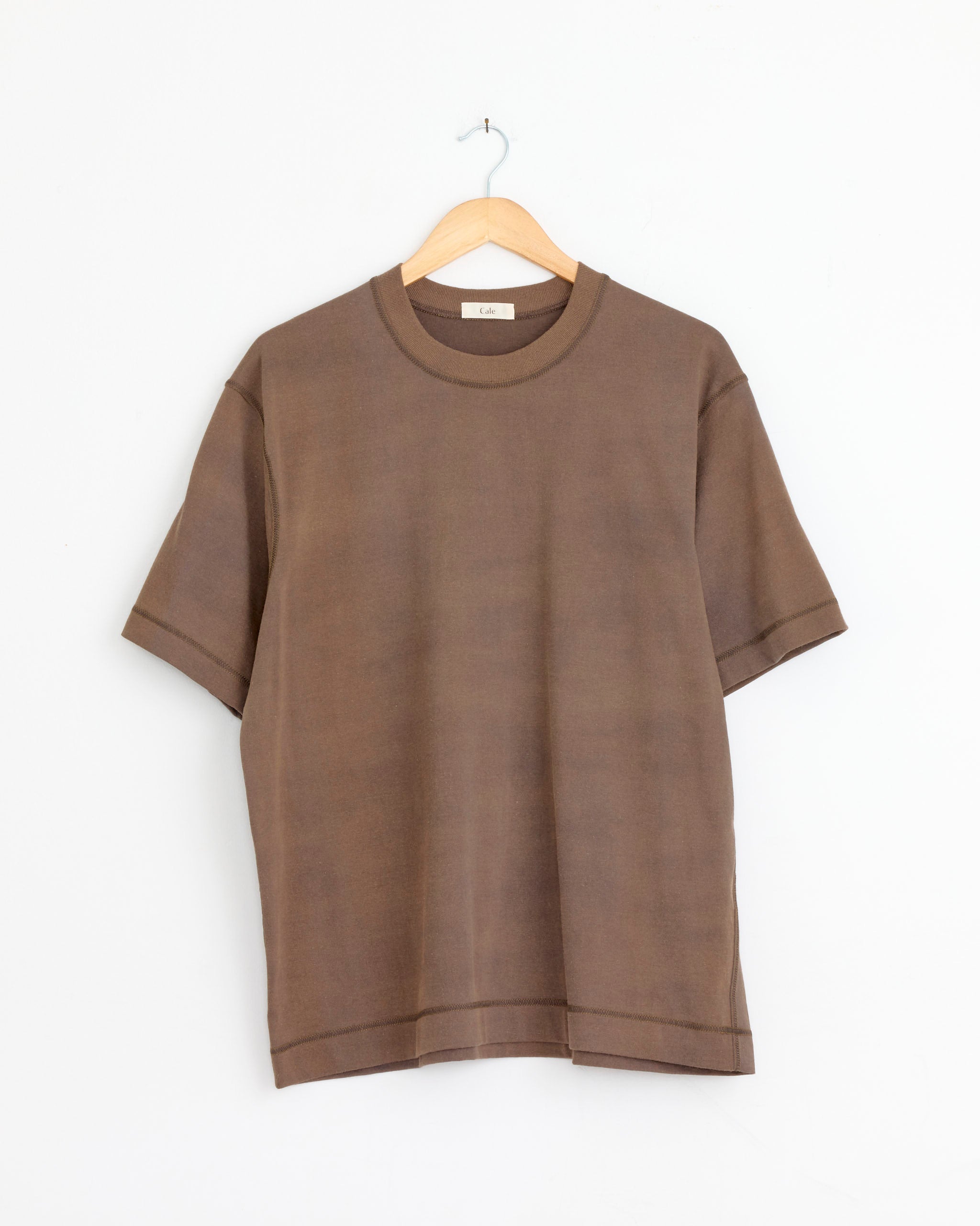 Hollow Yarn Jersey T-Shirt in Brown