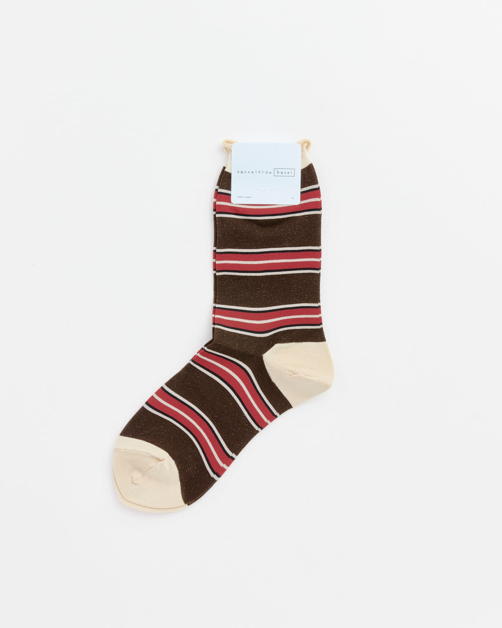 70's Stripe Crew Socks in Brown