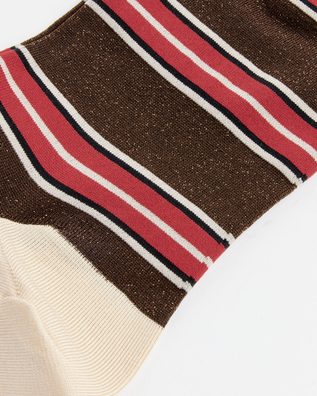 70's Stripe Crew Socks in Brown
