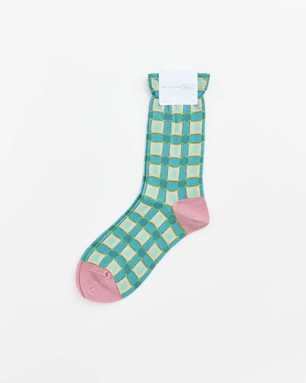 Esther Plaid Crew Socks in Turquoise