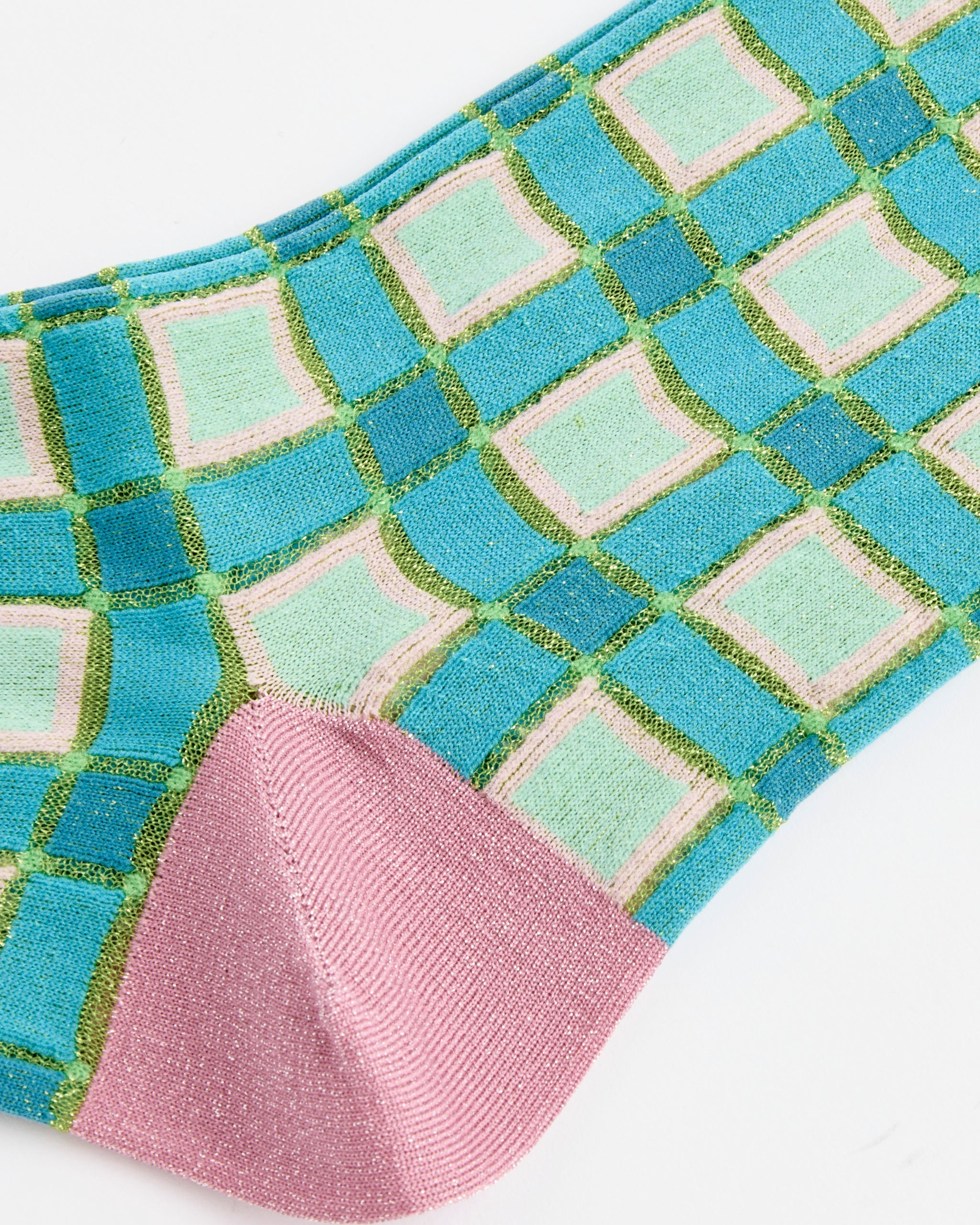 Esther Plaid Crew Socks in Turquoise