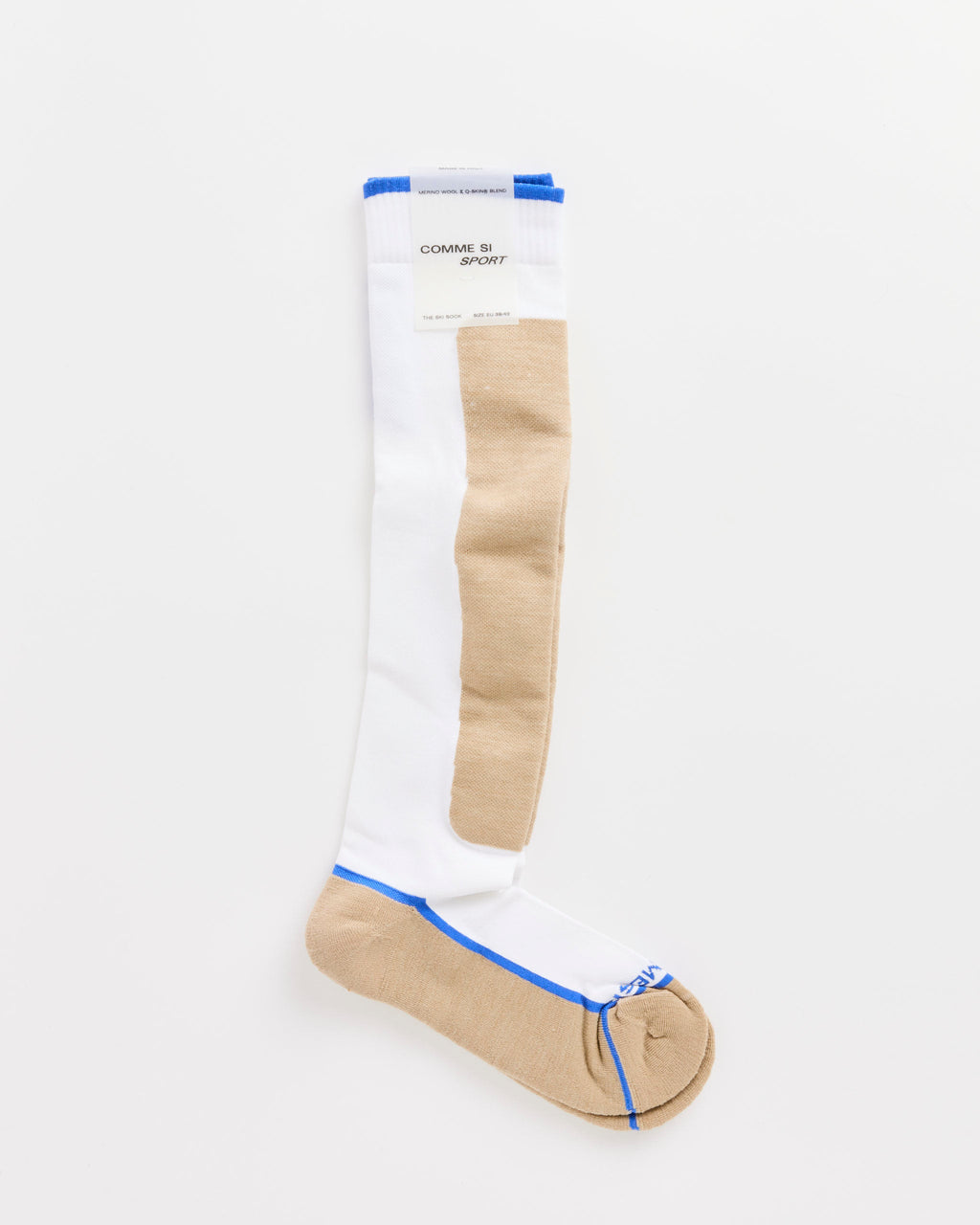 The Ski Socks in Camel/Blue Trim