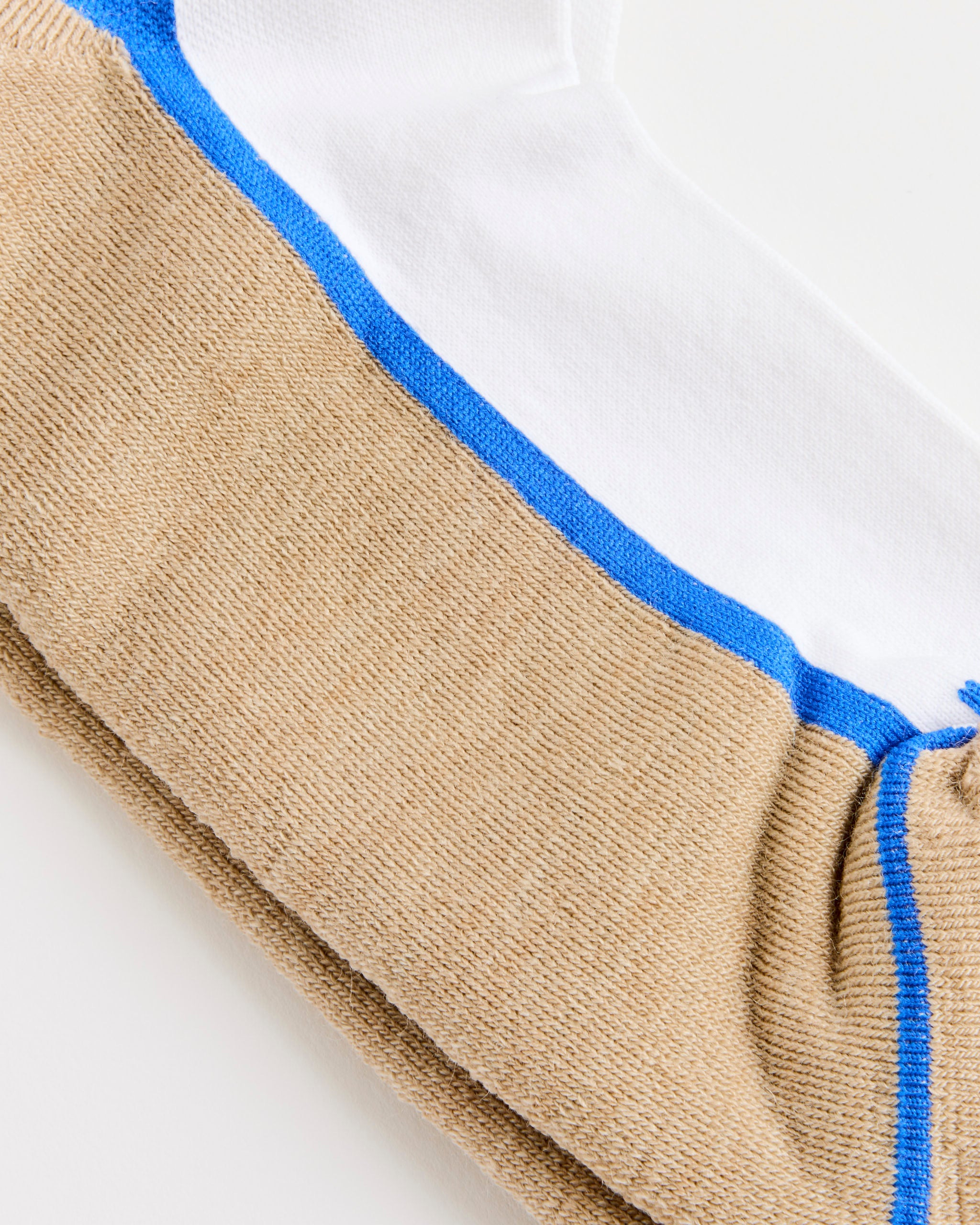 The Ski Socks in Camel/Blue Trim