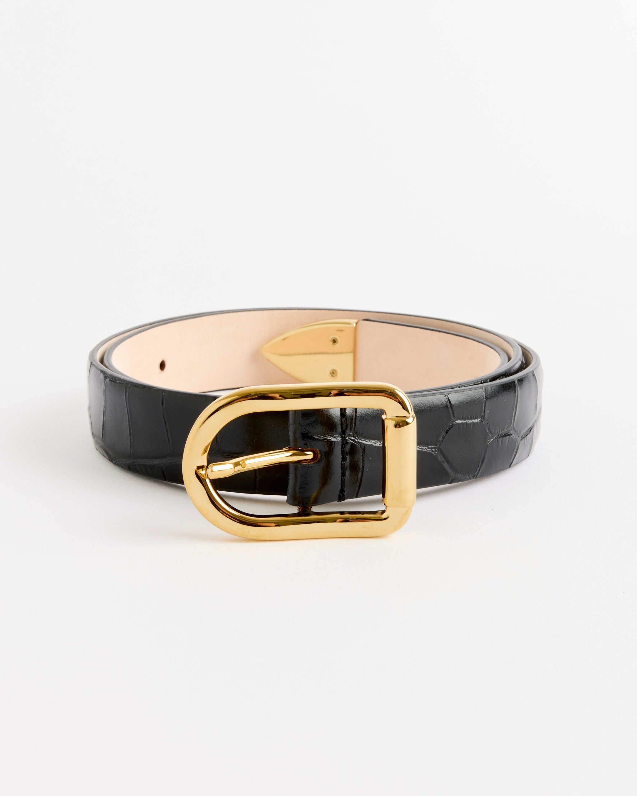 Mija Croco Tip Belt in Black/Gold