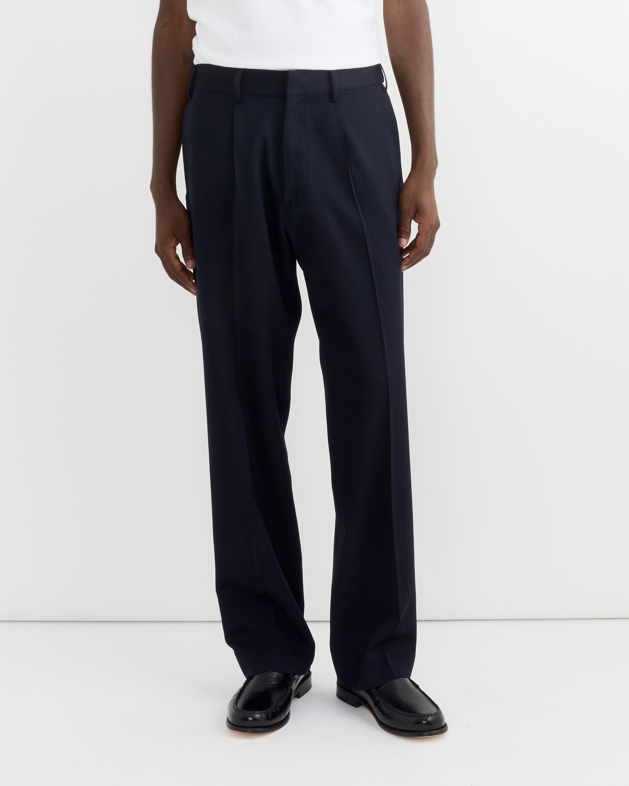 West Coast Pant in Wool Gabardine Navy