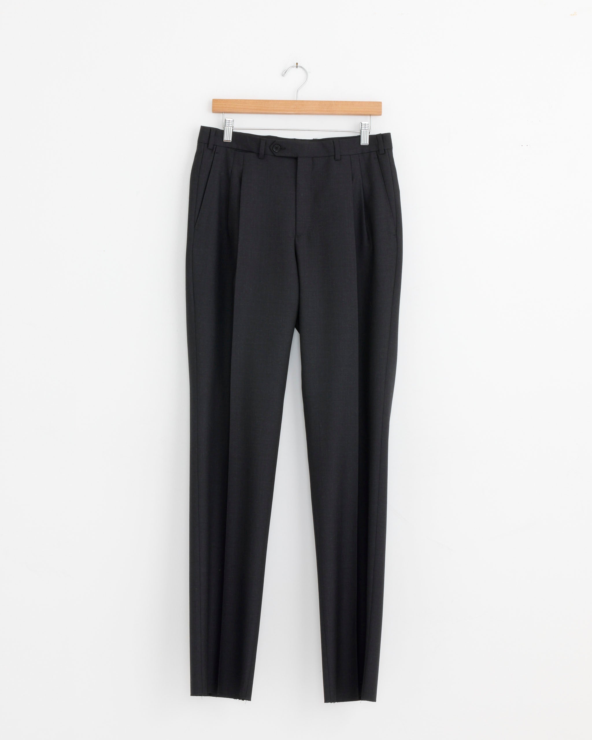 Double Pleat Trouser in Dark Grey