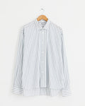 Double Collar Shirt in Fine Blue Stripe