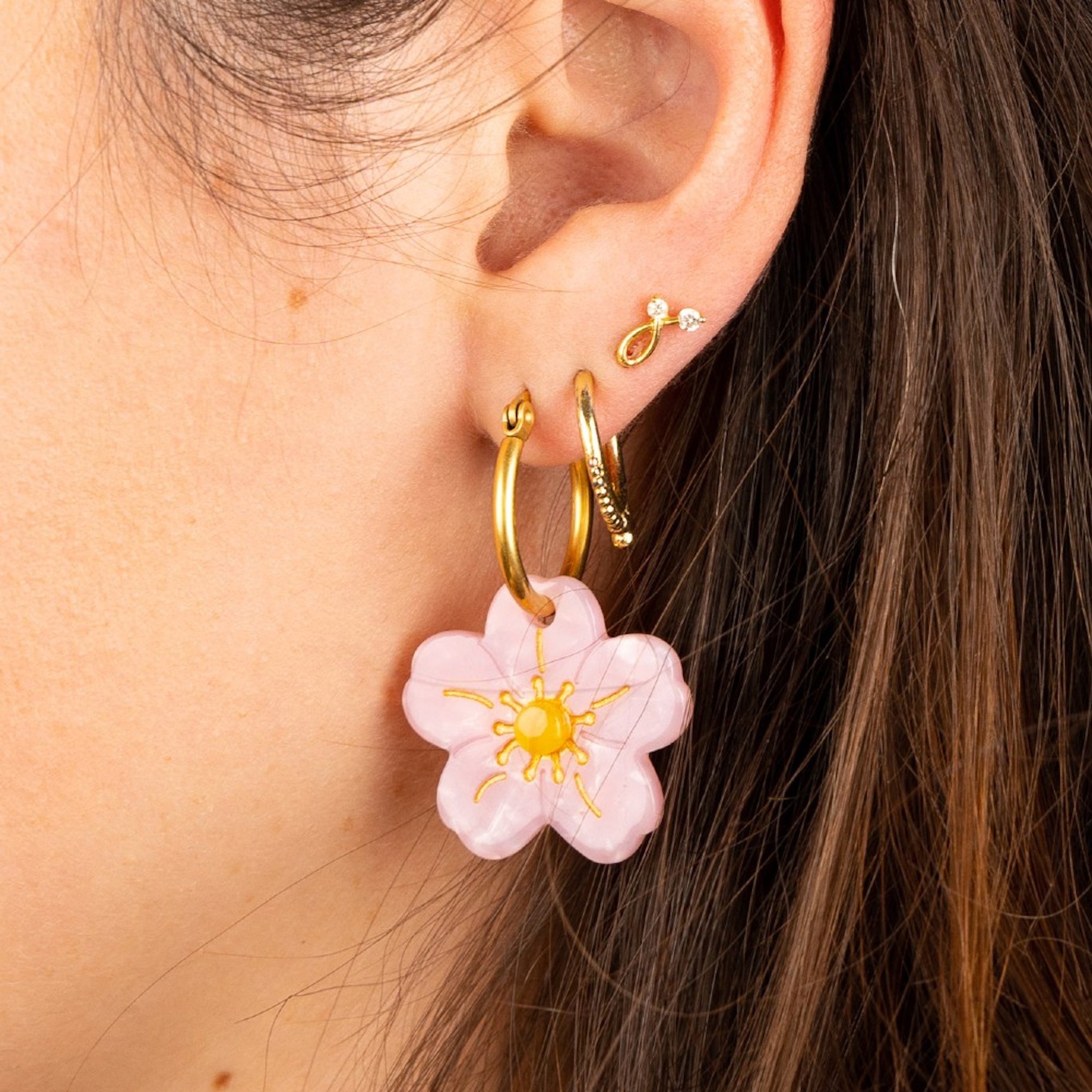 Coucou Suzette Flower Hoop Earrings - Sakura