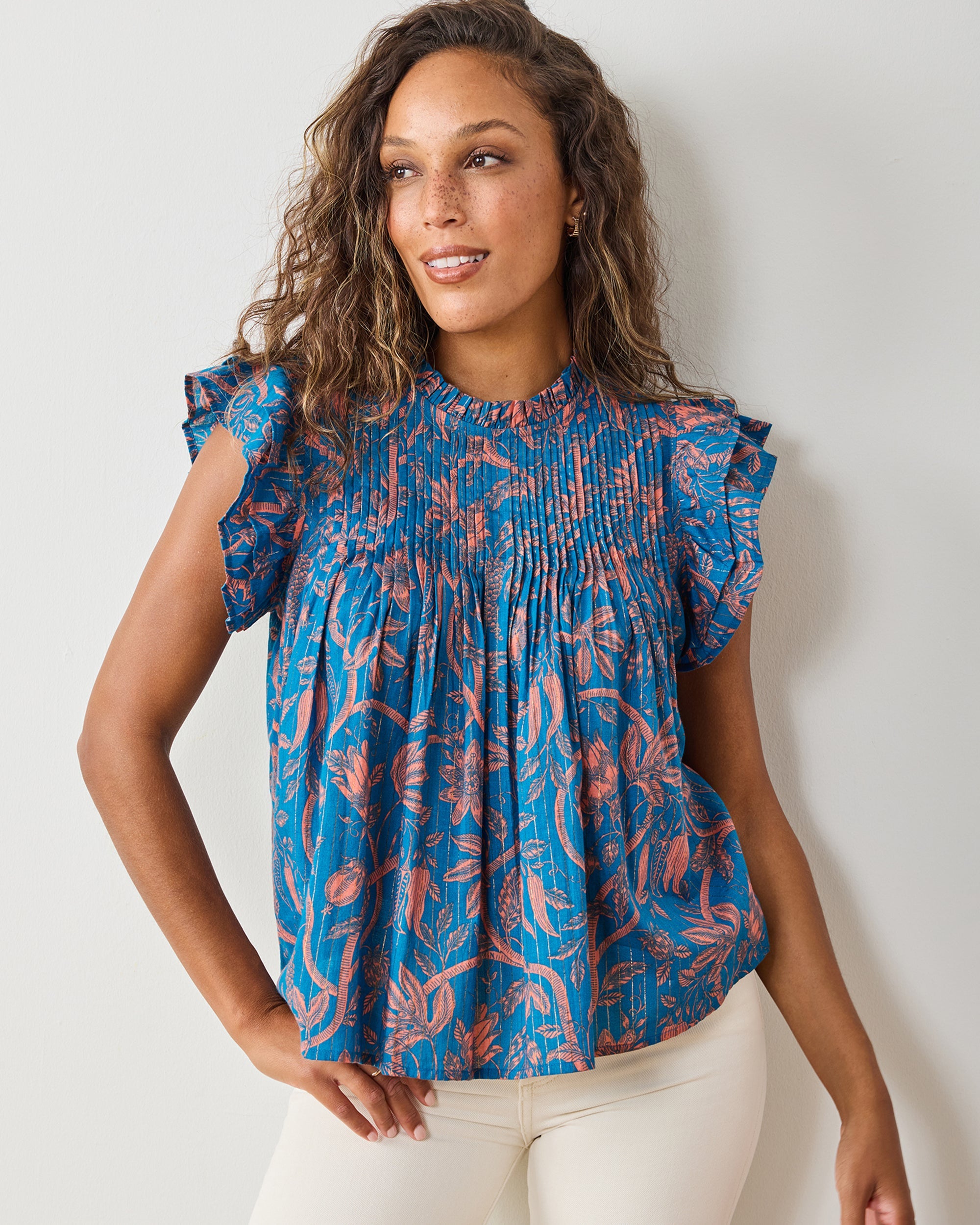 Etched Vine - When In Doubt Blouse - Turquoise Blush