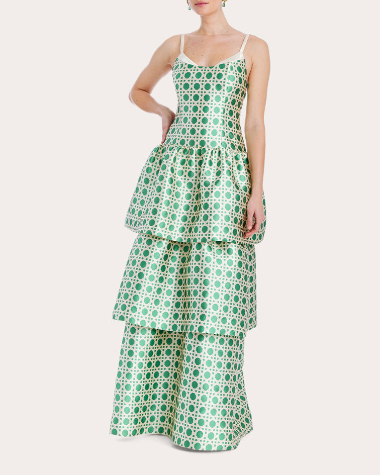 Ellison Printed Tiered Convertible Gown