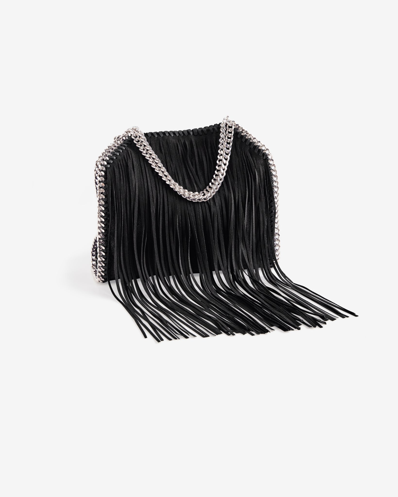Fringe Chain Detail Handbag Black