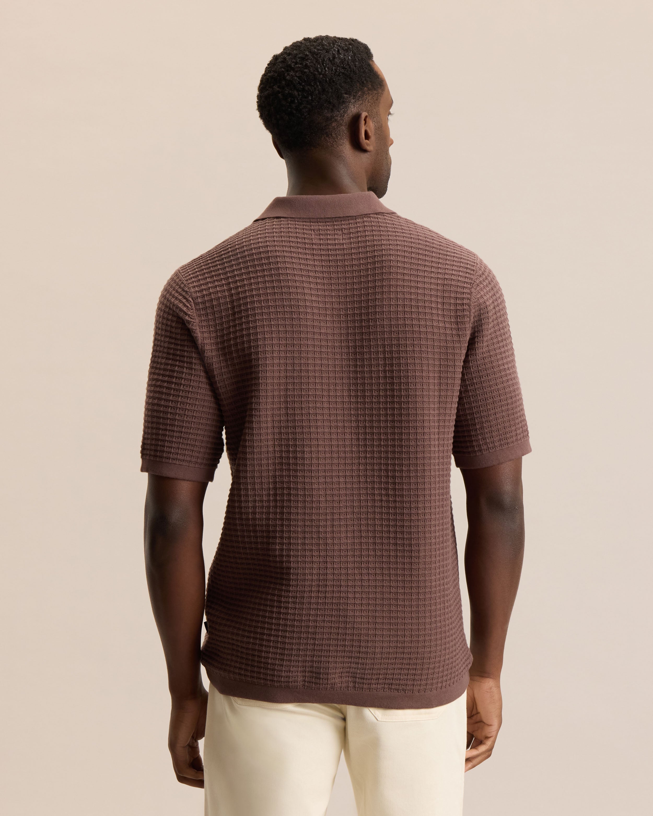 JOHNNY COLLAR WAFFLE KNIT