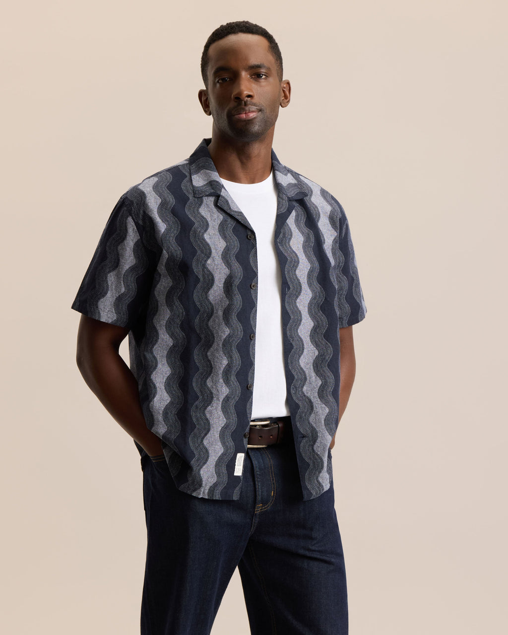 PRINTED CHAMBRAY RESORT SHIRT