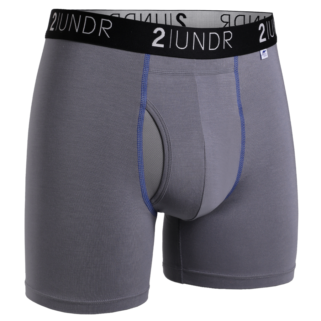 Swing Shift 6" Boxer Brief - Grey/Blue
