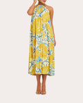 Bijou Embellished Floral Twill Midi Dress