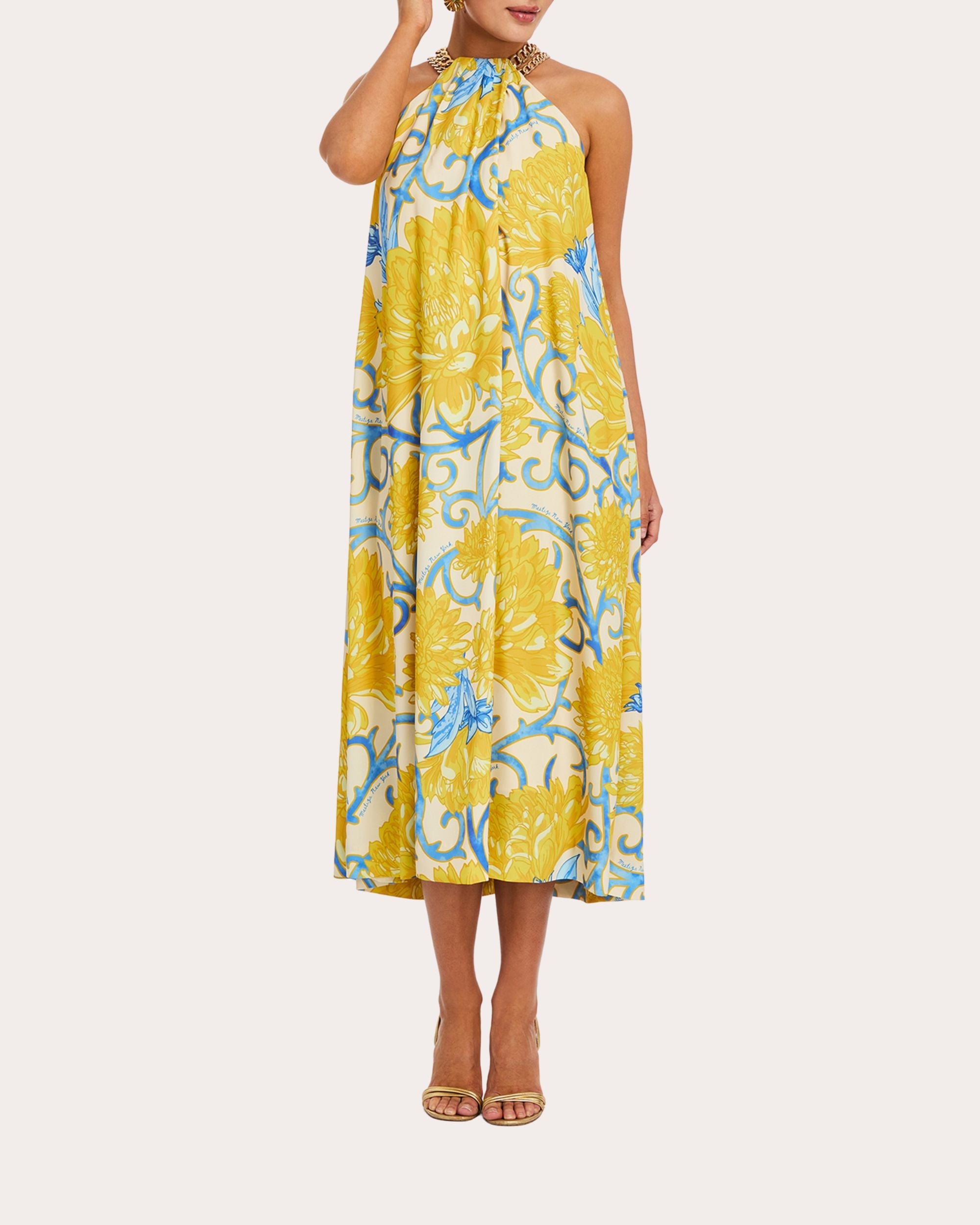 Bijou Embellished Floral Twill Midi Dress