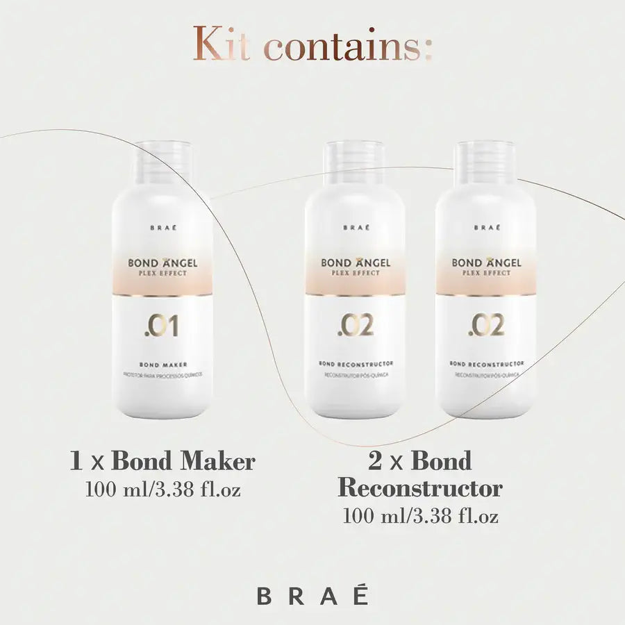 Braé Bond Angel Plex Effect Treatment Kit for Bleaching and Coloring protection - 100ml Step 1, 2, 2