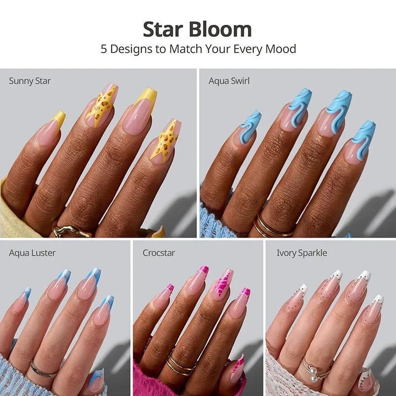 Star Bloom Medium Ballerina - Soft Gel Press On