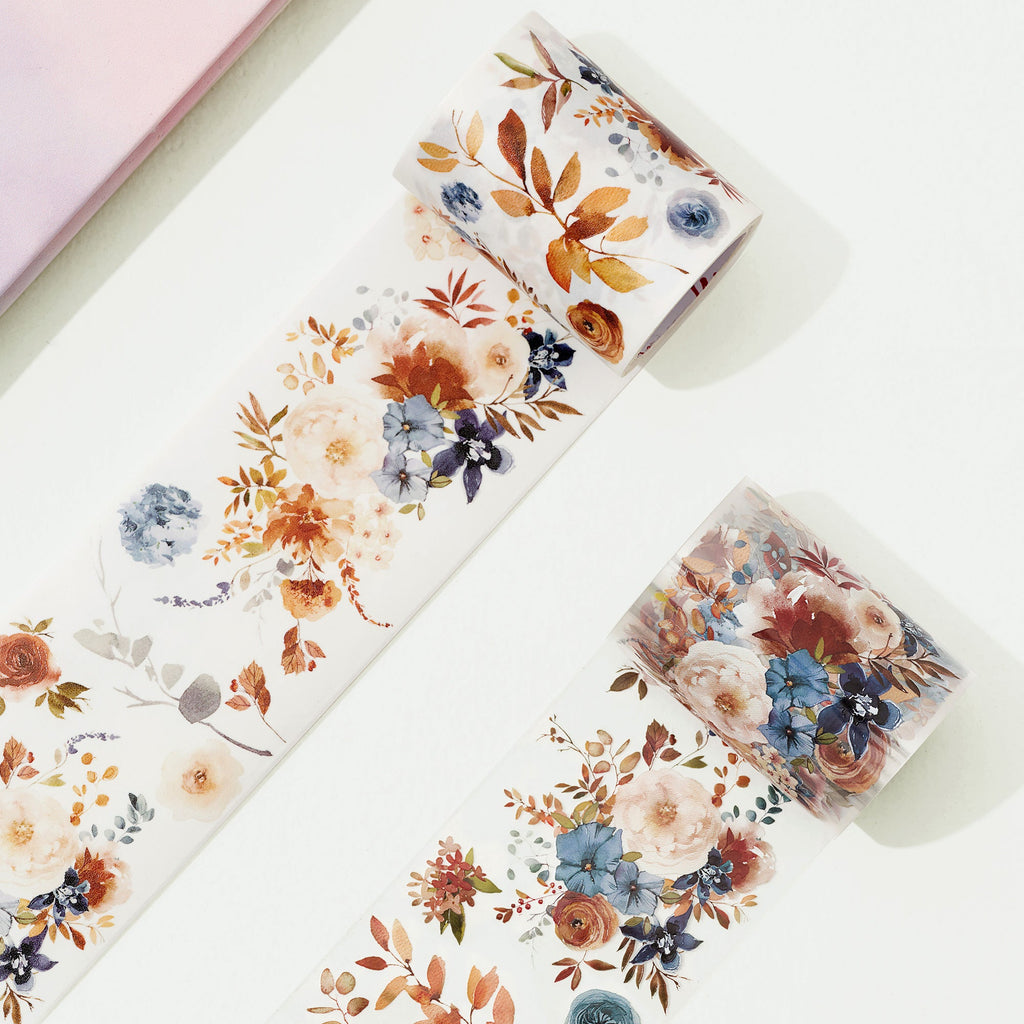 Dusty Blue & Cinnamon Wide Washi/PET Tape