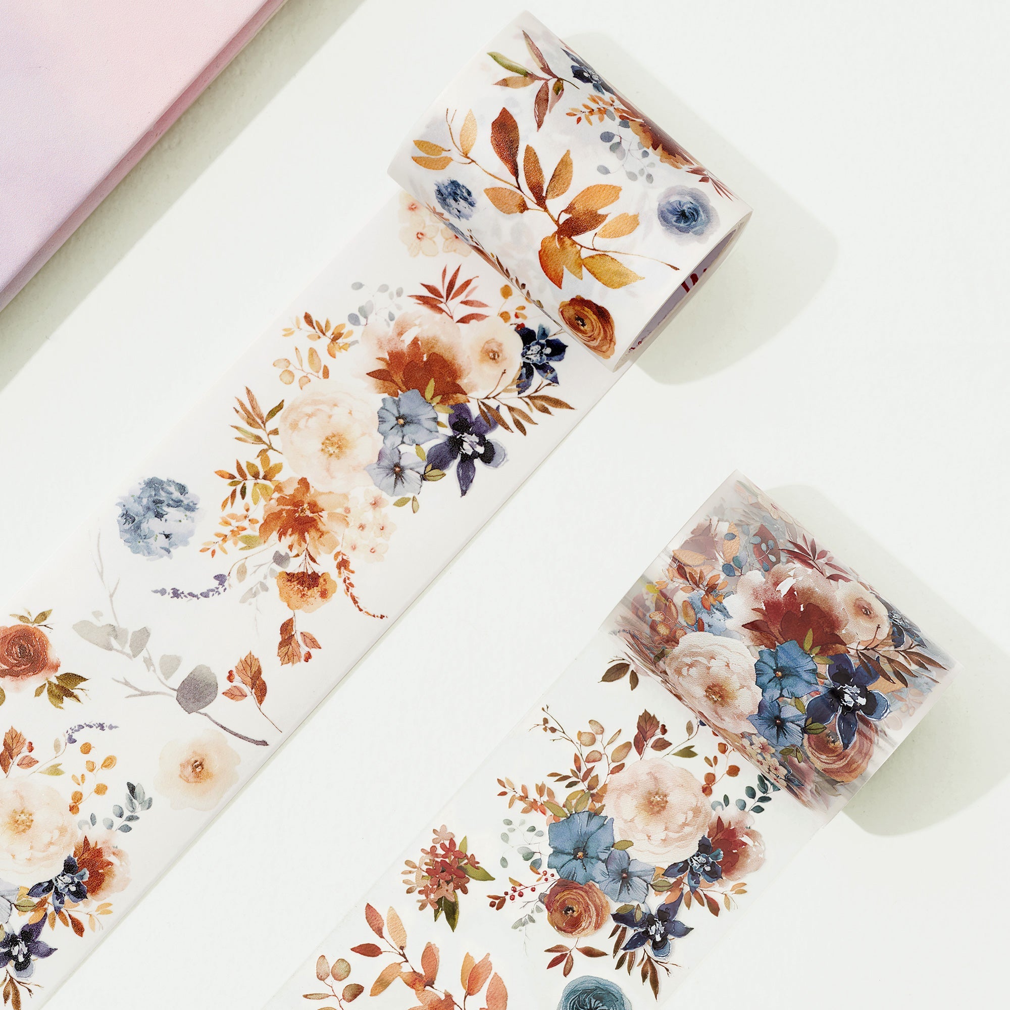 Dusty Blue & Cinnamon Wide Washi/PET Tape