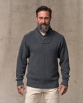 Vintage Cotton Shawl Neck Sweater - Charcoal