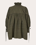Alberte Oversized Pleated Taffeta Top